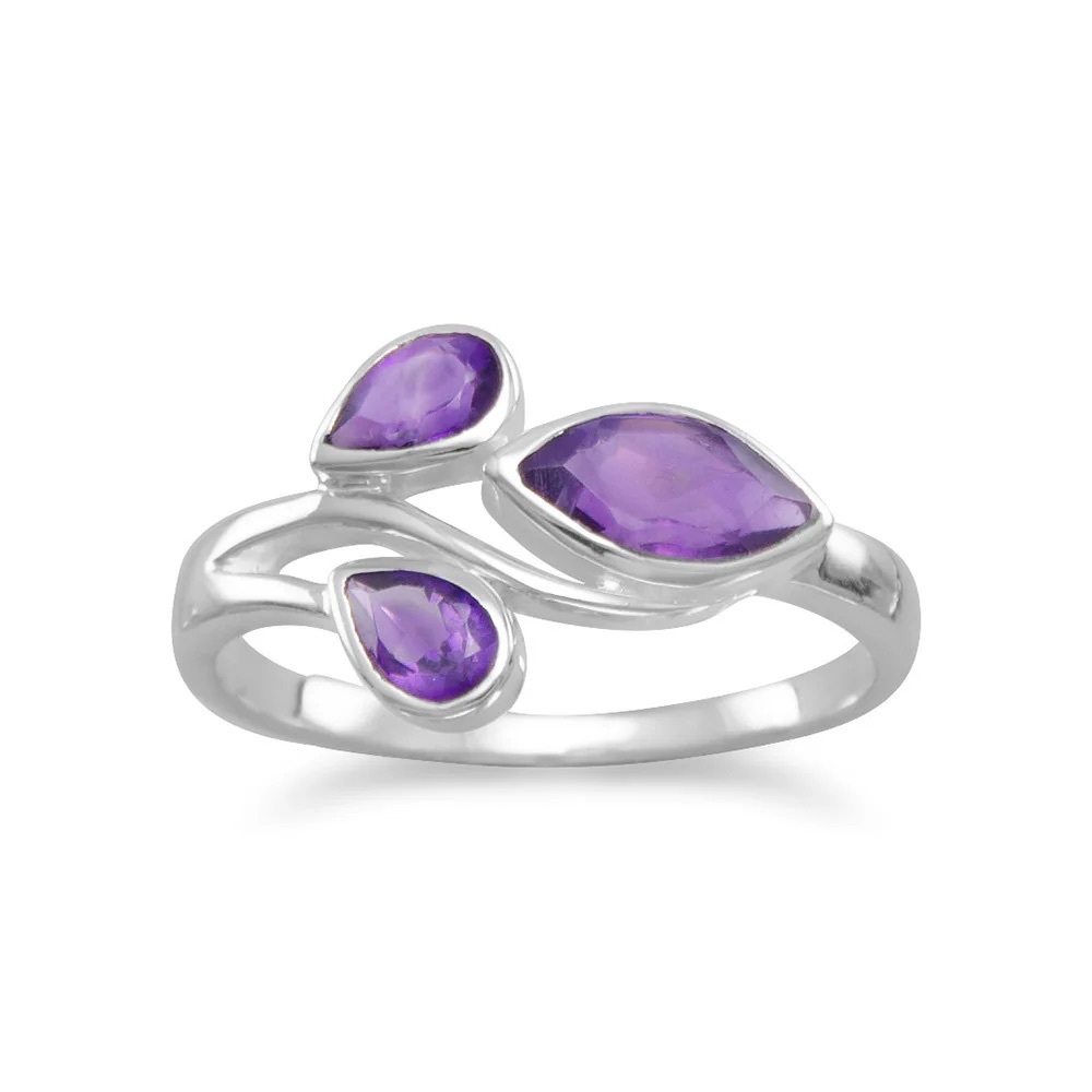 Pear and Marquise Purple Amethyst Gemstone Ring